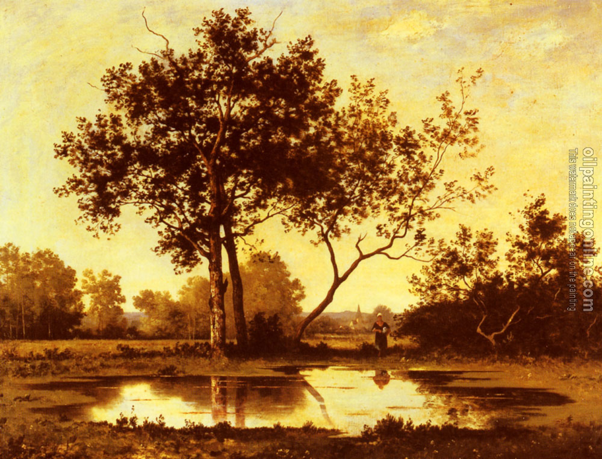 Richet, Leon - Figure beside a Pool in a wooded Landscape